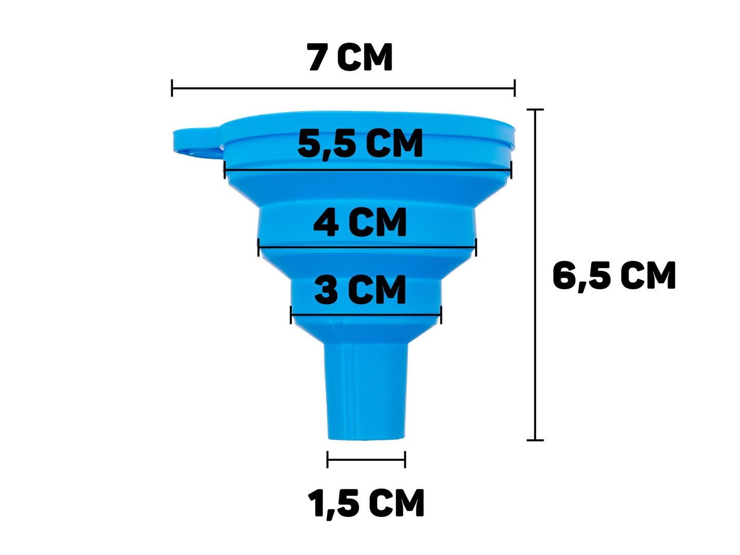 Imbuto pieghevole in silicone, blu 70 mm Geko