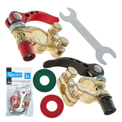 2 pezzi morsetti per batteria, morsetti a palo per batteria auto, a sgancio rapido morsetti per batteria a palo per auto, furgoni, navi, camper, 6/12V, Geko