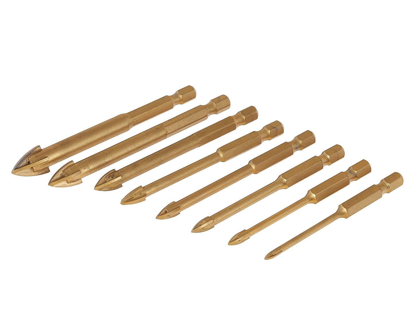 Set di punte HEX Hard Ceramic (per piastrelle dure, piastrelle morbide, professional accessorio trapano, trapano/avvitatori rotanti), 3–12 mm 8 pezzi Geko