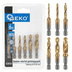Set di punte trapano maschi HSSG-HEX 6 pezzi Geko