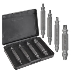 Set di 4 estrattori per viti svitate, rotte e danneggiate - argento - kit di rimozione con punte per trapano, estrattori