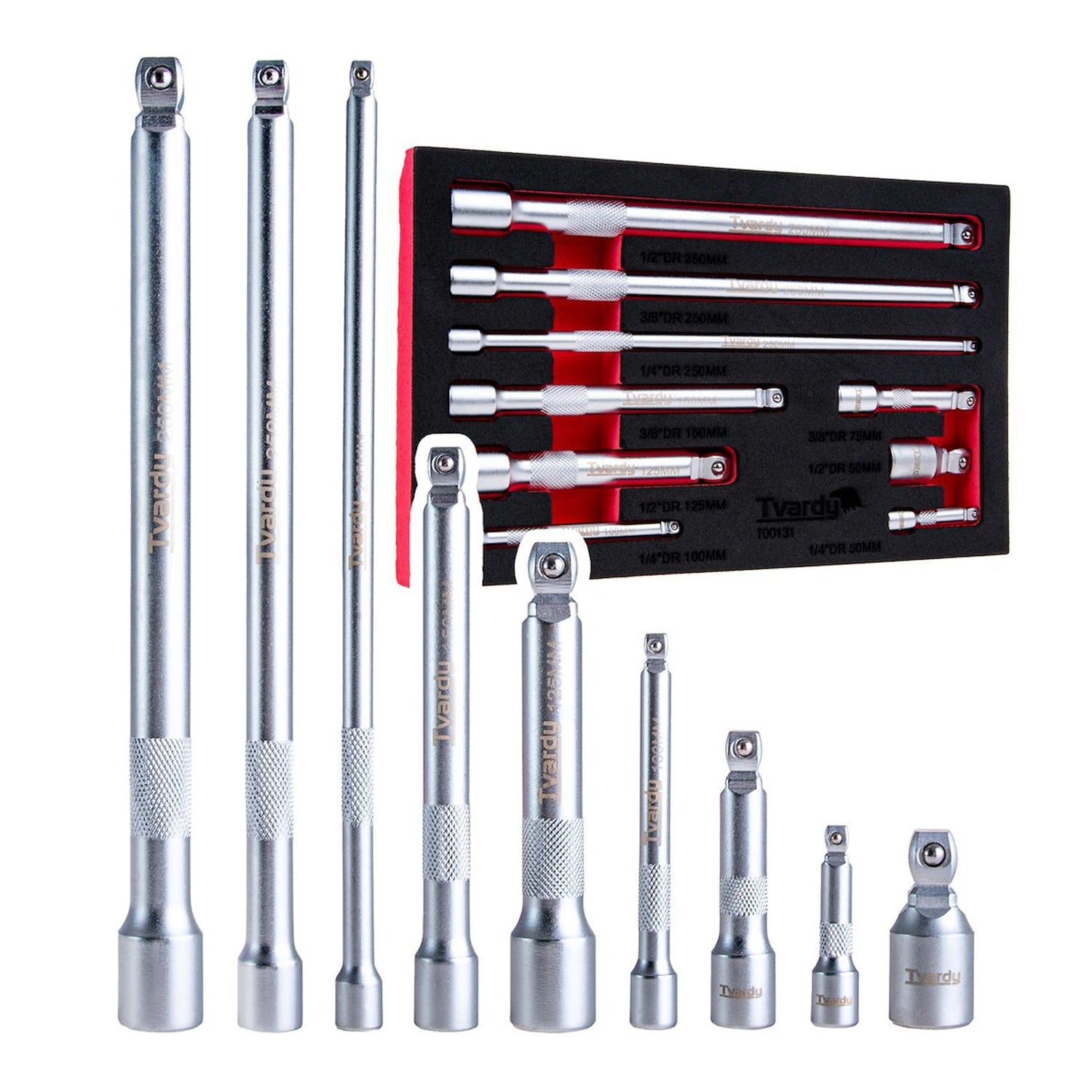 Set 9 prolunghe chiave per cricchetto a bussola 1/4 "3/8" 1/2'', kit di prolunga per chiave a bussola, cricchetto a cricchetto, adattatore di estensione per giunto cardanico set dado, in acciaio Cr-V