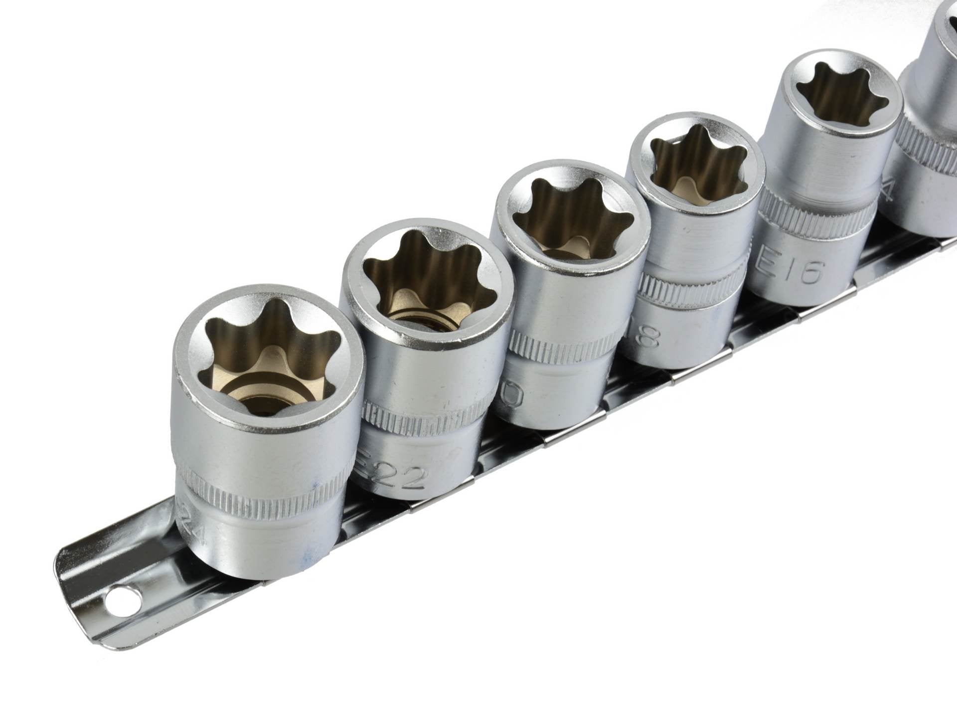 Set chiavi a bussola corte Torx 1/2" 10–24 mm 10 pezzi, set di bussole E-Trx