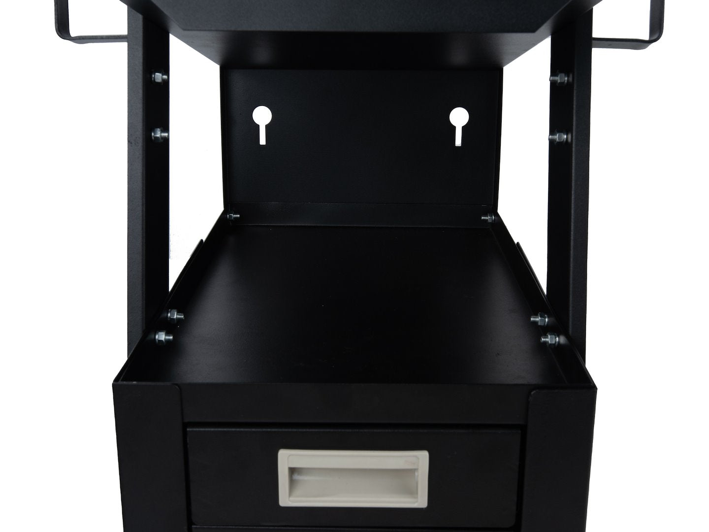 Carrello per saldatura 2 ripiani con 4 cassetti per trasporto saldatrice con ruote carico girevoli 360 gradi, carrello per attrezzatura di saldatura con scomparto 29 x 25.5 cm portabombola gas, nero