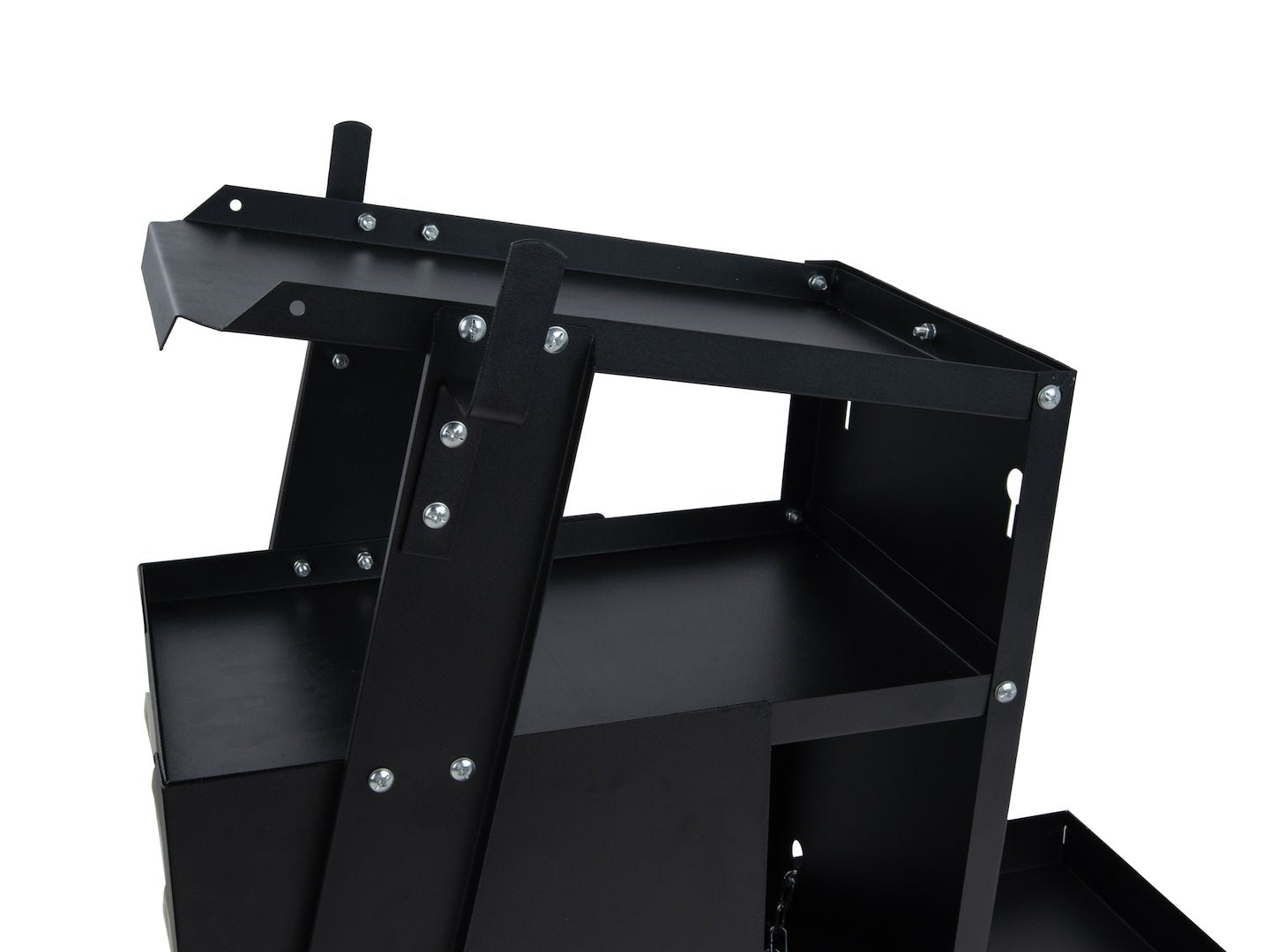 Carrello per saldatura 2 ripiani con 4 cassetti per trasporto saldatrice con ruote carico girevoli 360 gradi, carrello per attrezzatura di saldatura con scomparto 29 x 25.5 cm portabombola gas, nero