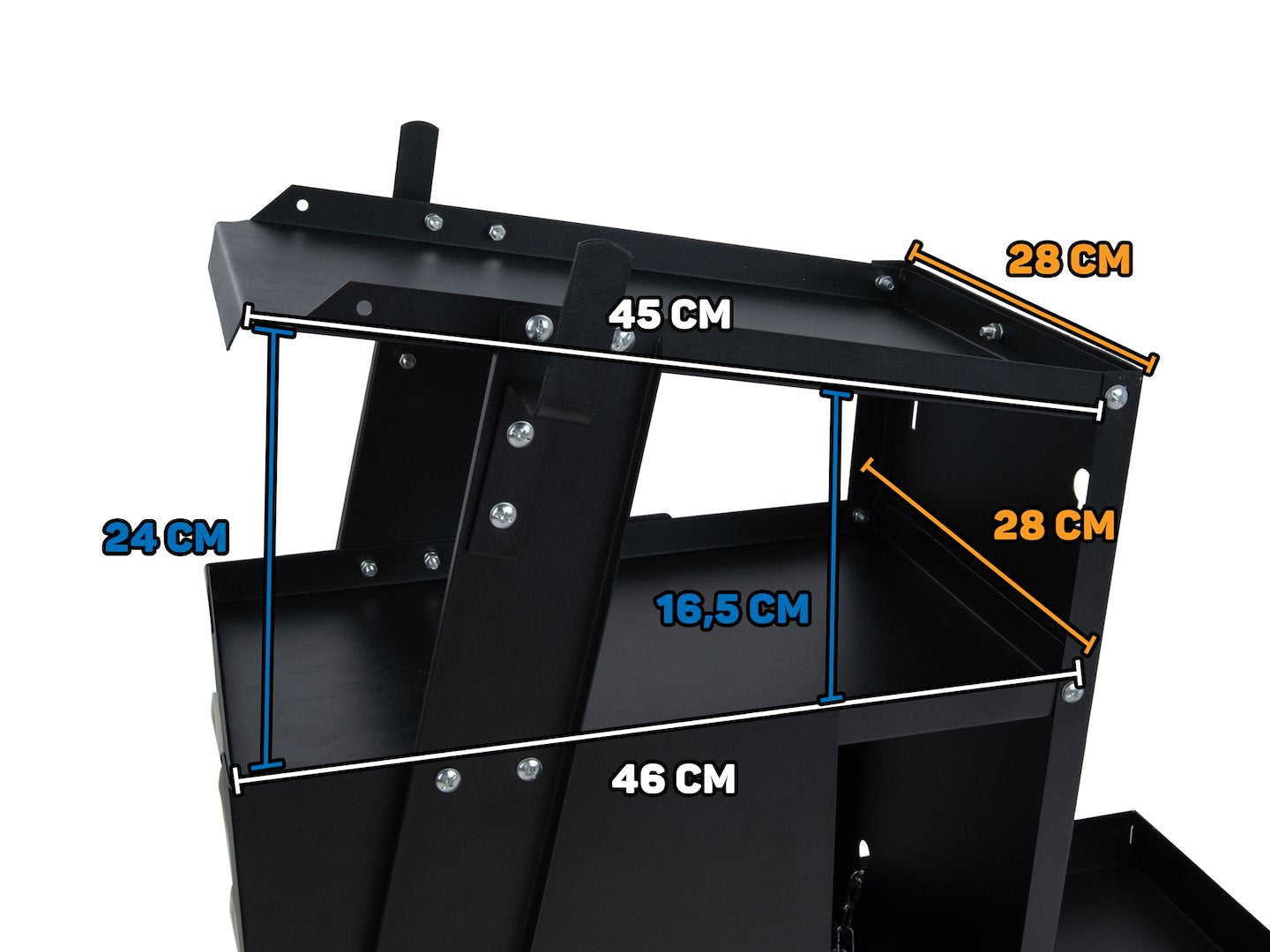 Carrello per saldatura 2 ripiani con 4 cassetti per trasporto saldatrice con ruote carico girevoli 360 gradi, carrello per attrezzatura di saldatura con scomparto 29 x 25.5 cm portabombola gas, nero