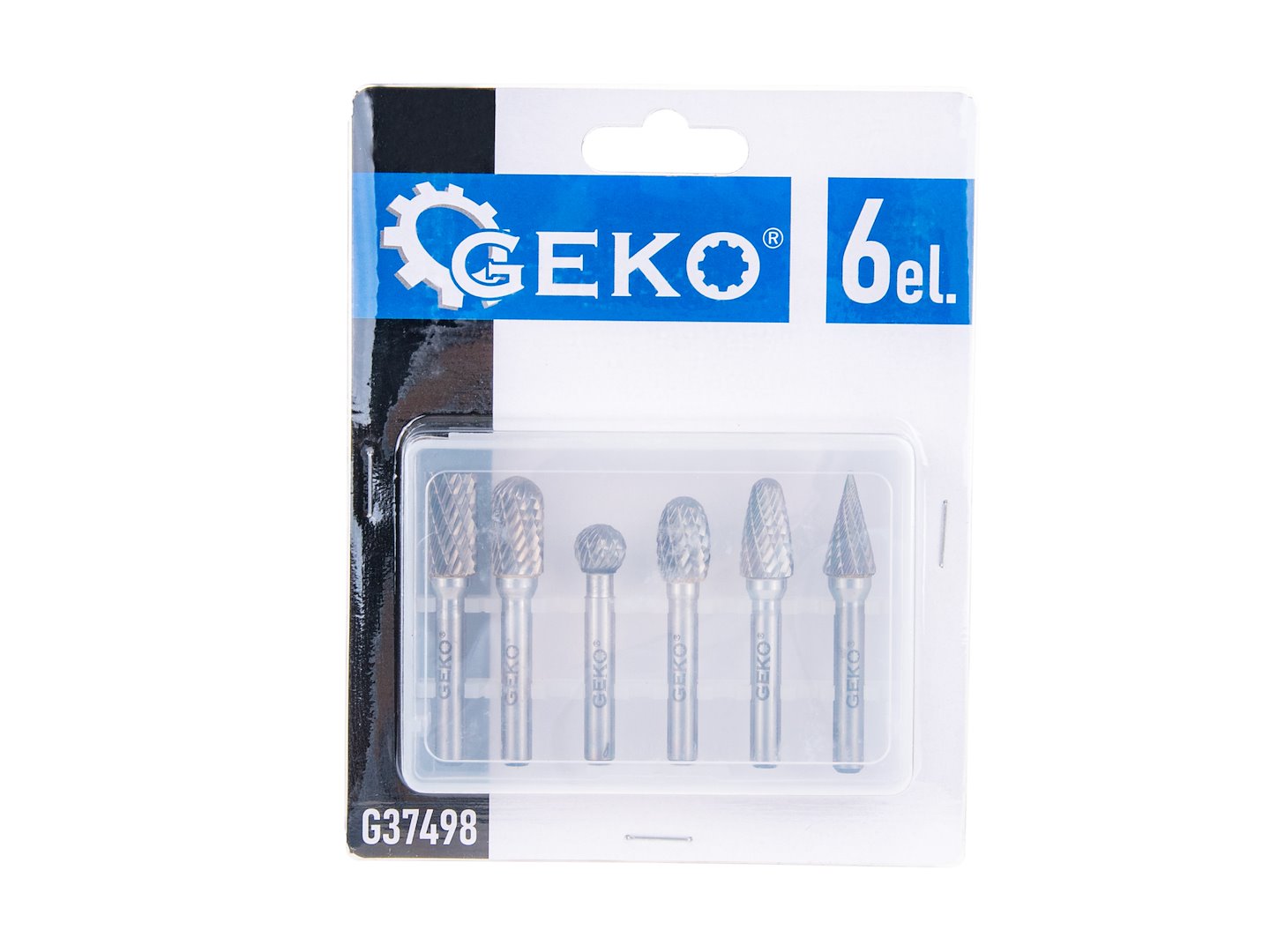 Set di 6 frese su gambo in carburo di tungsteno, kit frese rotanti, testa di affilatura per lucidatura metalli, incisione, foratura, 6 mm Geko