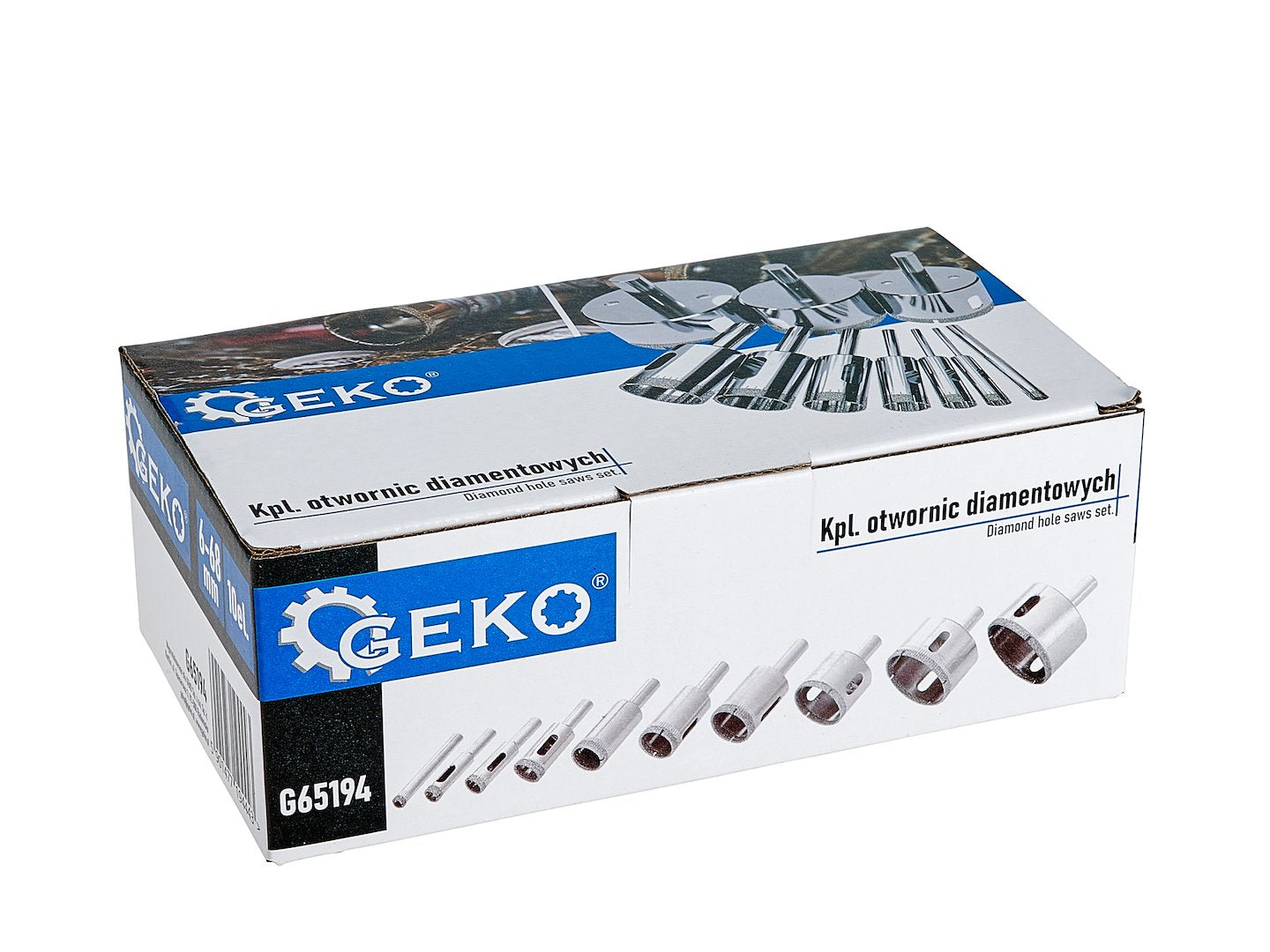 Set di punte diamantate - punte per smusso, seghe a tazza per porcellana piastrella ceramica granito marmo muratura, con gambo, 6-68 mm 10 pezzi Geko