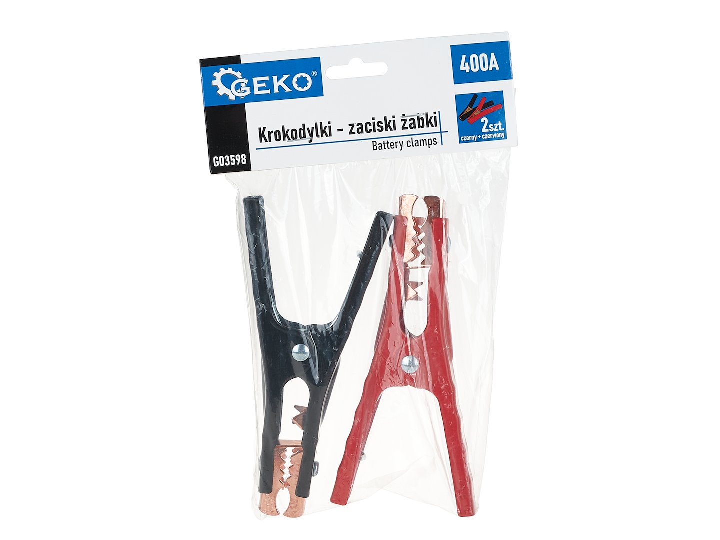Cip a coccodrillo, 2 pinze per cavi batteria, morsetti a coccodrillo in rame, morsetti a coccodrillo isolati, per cavi batteria auto, set pinze di avviamento per batteria, pinze elettriche isolate rosse e nere, pinze di test automobilistiche,400 A, Geko