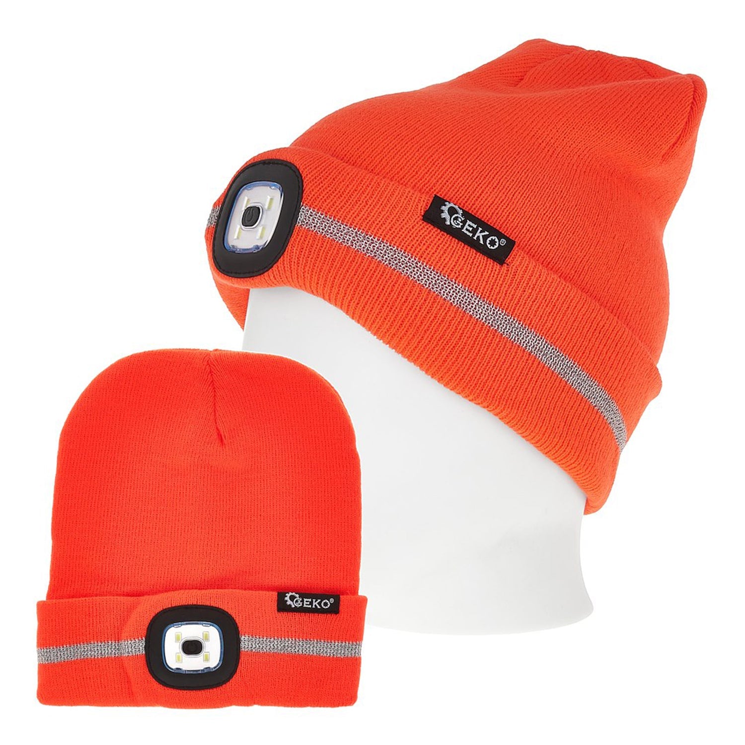 Berretti riflettenti cappello invernale lavorato a maglia termico ad alta visibilità di sicurezza con striscia riflettente e luce-lampada frontale LED ricaricabile usb, adatto per sport da lavoro all'aperto, unisex
