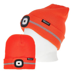 Berretti riflettenti cappello invernale lavorato a maglia termico ad alta visibilità di sicurezza con striscia riflettente e luce-lampada frontale LED ricaricabile usb, adatto per sport da lavoro all'aperto, unisex