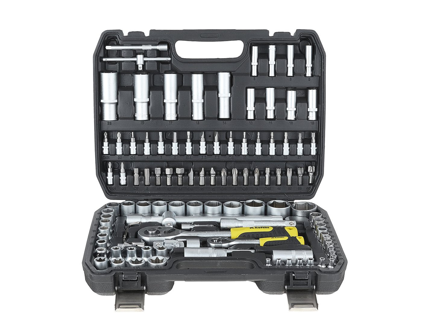 Valigetta utensili professionale 108 pezzi, serie di chiavi a bussola in Cr-V, torx cricchetti, prolunghe, kit attrezzi per auto, officina fai-da-te con attacchi 1/2" e 1/4", Geko