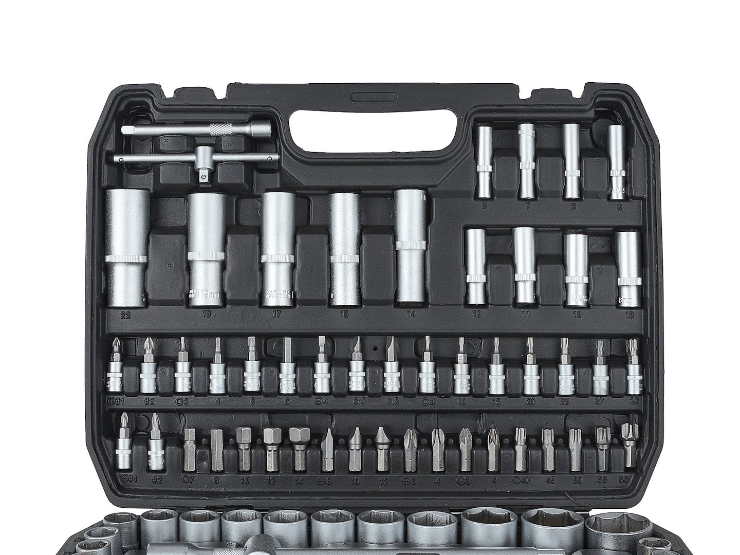 Valigetta utensili professionale 108 pezzi, serie di chiavi a bussola in Cr-V, torx cricchetti, prolunghe, kit attrezzi per auto, officina fai-da-te con attacchi 1/2" e 1/4", Geko