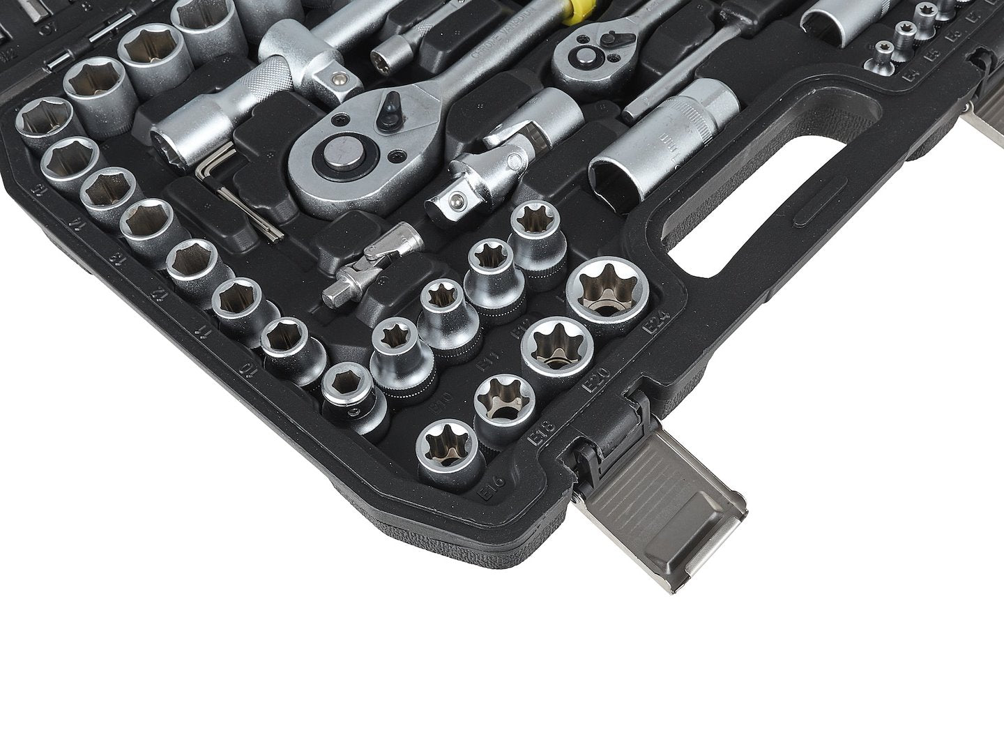 Valigetta utensili professionale 108 pezzi, serie di chiavi a bussola in Cr-V, torx cricchetti, prolunghe, kit attrezzi per auto, officina fai-da-te con attacchi 1/2" e 1/4", Geko