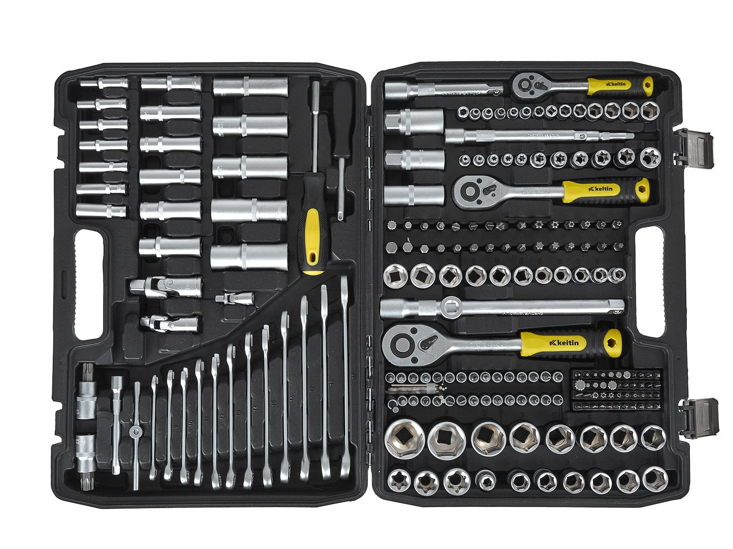 Valigetta utensili professionale 216 pezzi, serie di chiavi a bussola in Cr-V, con cricchetti, prolunghe, kit attrezzi per auto, officina fai-da-te con attacchi 1/4" 3/8" 1/2", Geko