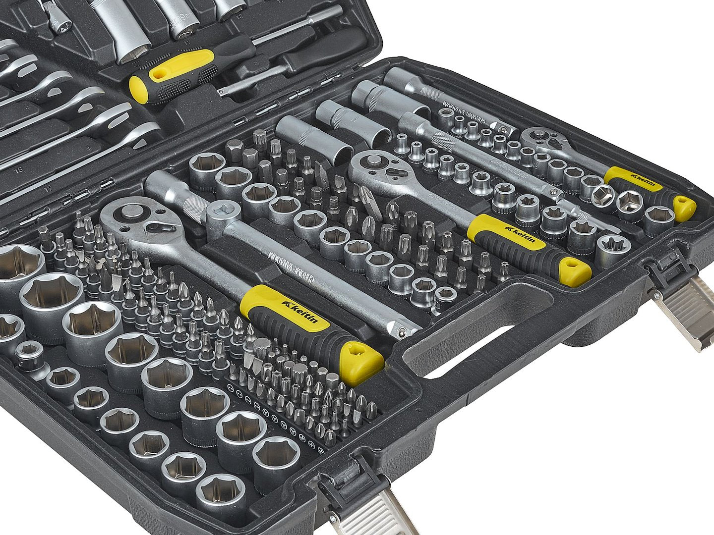 Valigetta utensili professionale 216 pezzi, serie di chiavi a bussola in Cr-V, con cricchetti, prolunghe, kit attrezzi per auto, officina fai-da-te con attacchi 1/4" 3/8" 1/2", Geko