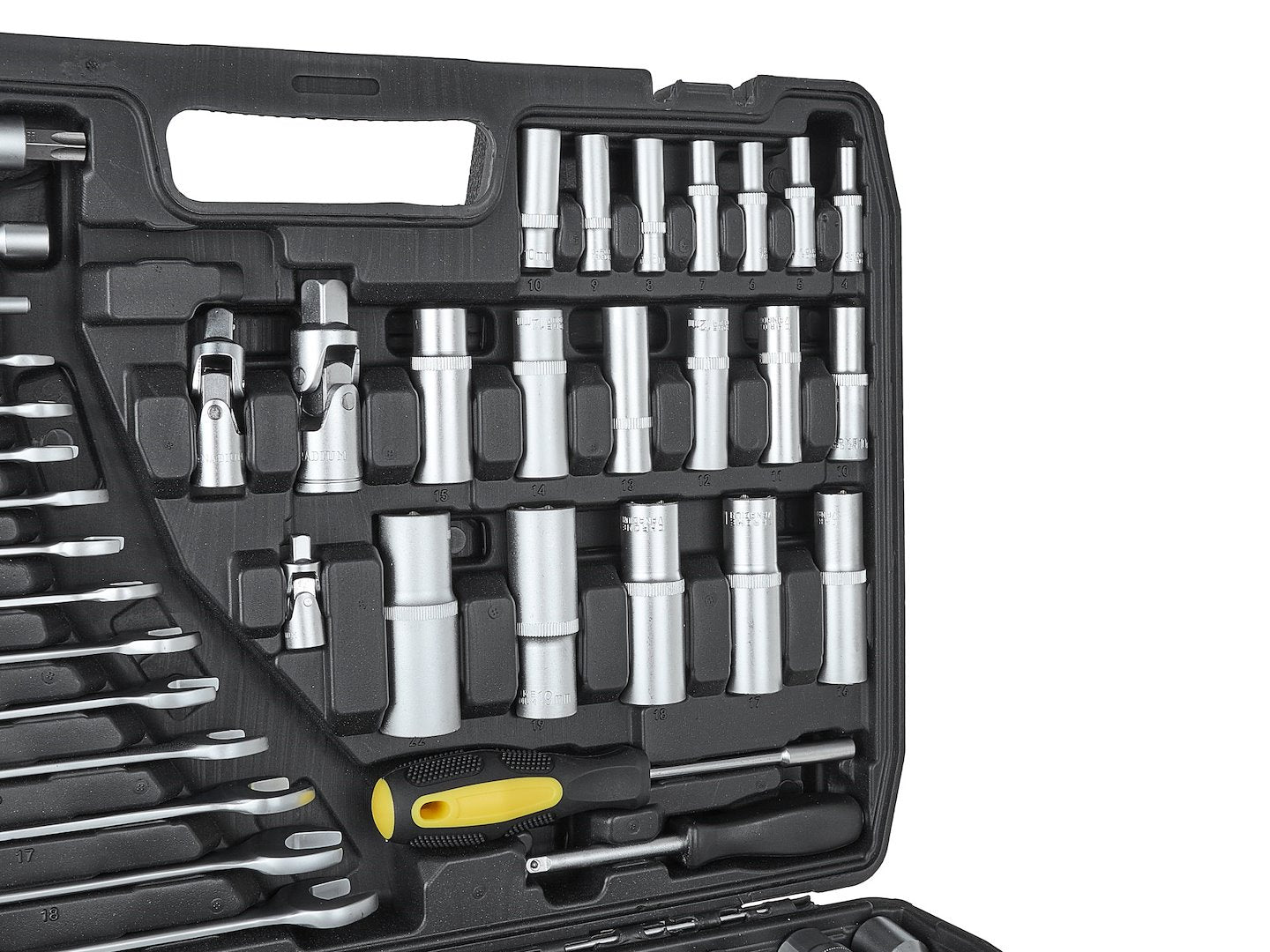 Valigetta utensili professionale 216 pezzi, serie di chiavi a bussola in Cr-V, con cricchetti, prolunghe, kit attrezzi per auto, officina fai-da-te con attacchi 1/4" 3/8" 1/2", Geko