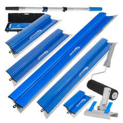 Spatole per stucco kit, frattazzo per stucco, spatola di finitura per intonacare pareti e soffitti, frattazzo per muratore con manico, per lisciatura intonaco e finitura cemento, 9 pezzi Geko