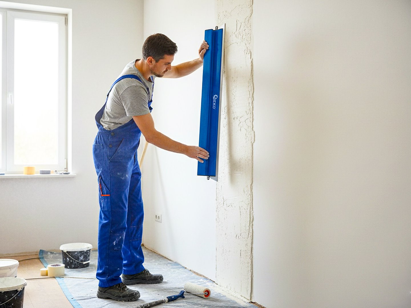 Spatole per stucco kit, frattazzo per stucco, spatola di finitura per intonacare pareti e soffitti, frattazzo per muratore con manico, per lisciatura intonaco e finitura cemento, 9 pezzi Geko