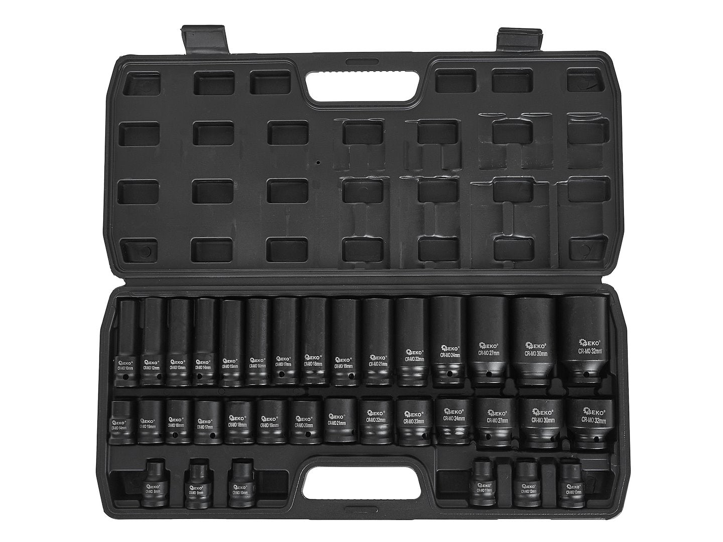 Set di bussole a impatto con attacco da 1/2", set di 35 bussole metriche 8-32mm, acciaio Cr-Mo, kit di strumento di bussole a impulsi