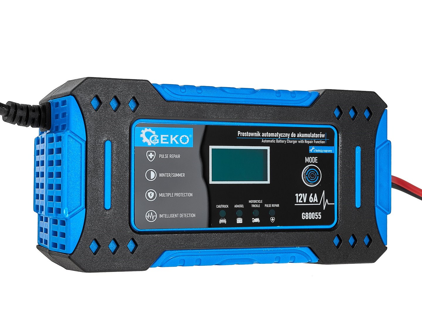 Caricabatterie auto intelligente a microprocessore LCD 12V 6A, avviatore per batterie auto  2-150Ah Geko