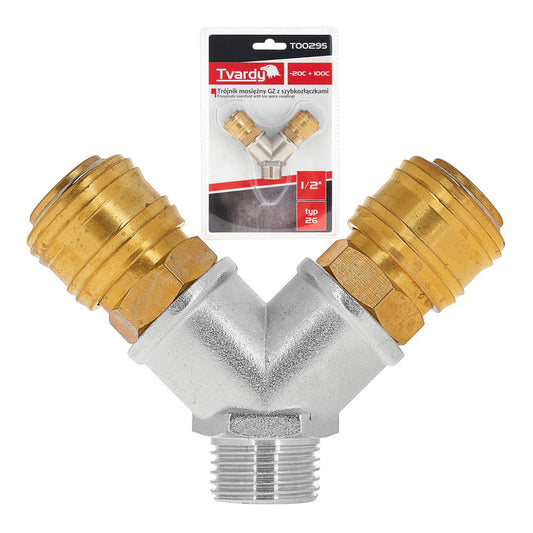 Distributore aria compressa, tubo compressore attacco rapido a 2 vie, raccordi rapidi con connettori da 1/2 '' in ottone e acciaio zincato