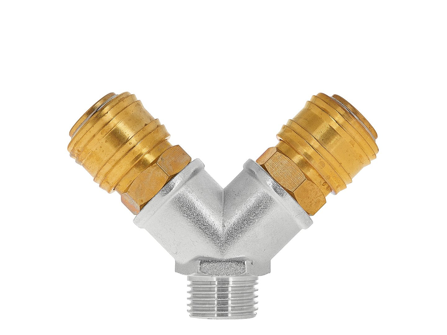 Distributore aria compressa, tubo compressore attacco rapido a 2 vie, raccordi rapidi aria compressa con connettori da 1/2 pollici, in ottone e acciaio zincato, raccordo aria compressa