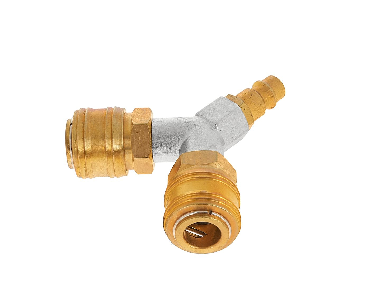 Distributore aria compressa, tubo compressore attacco rapido a 2 vie, raccordi rapidi aria compressa con connettori da 1/4 pollici, in ottone e acciaio zincato, raccordo aria compressa