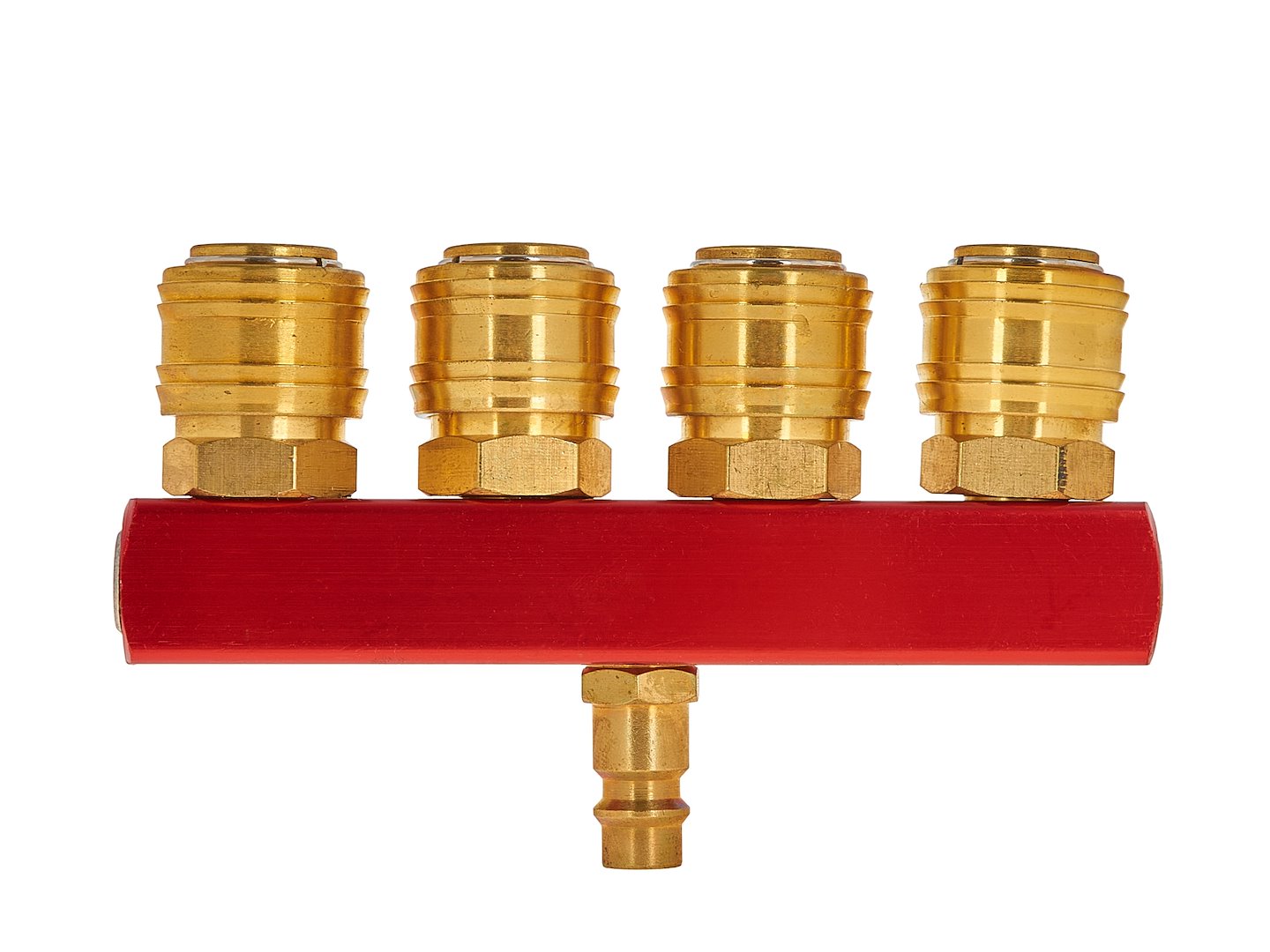 Distributore aria compressa, tubo compressore attacco rapido a 4 vie, raccordi rapidi aria compressa con connettori da 1/4 pollici, in ottone e acciaio zincato, raccordo aria compressa