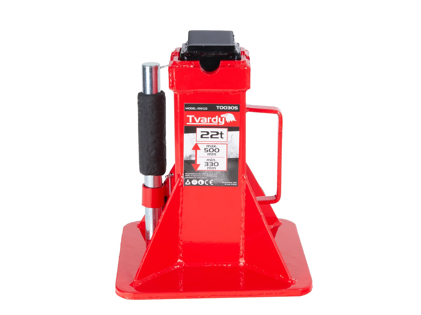 Base rinforzata in acciaio spesso per auto, portata 22 t, altezza regolabile 330–500 mm con blocco di sicurezza