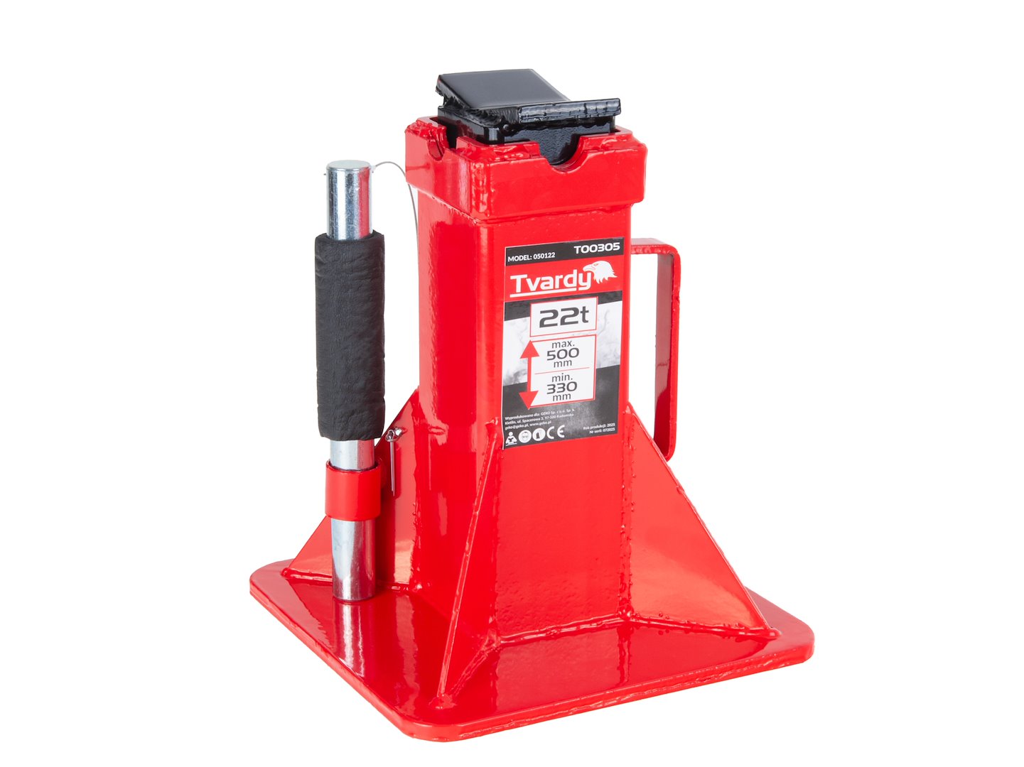 Base rinforzata in acciaio spesso per auto, portata 22 t, altezza regolabile 330–500 mm con blocco di sicurezza