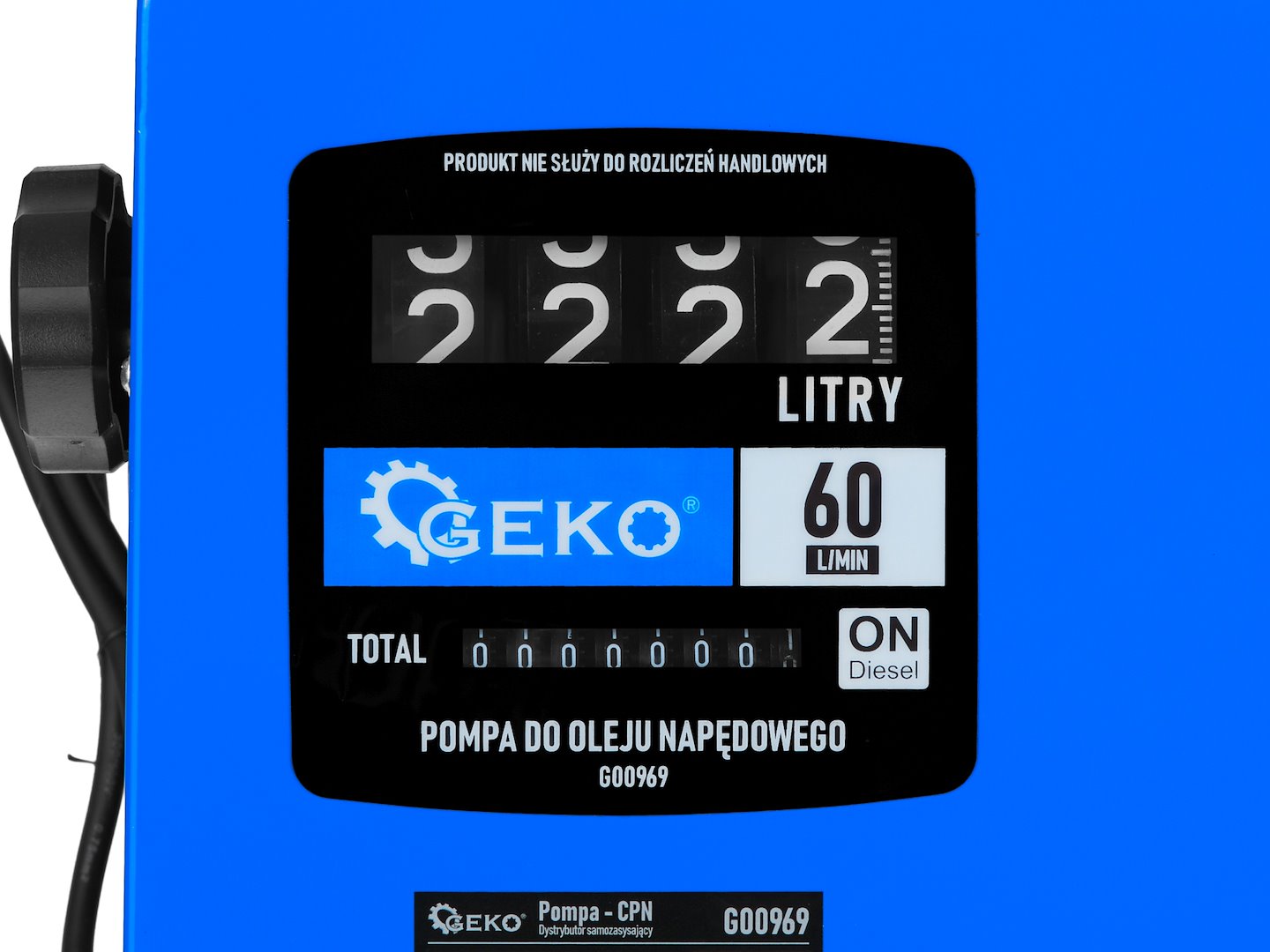 Pompa autoadescante per trasferimento diesel gasolio 60 l/min 550 W con pistola automatica, contatore e filtro, distributore diesel gasolio, Geko