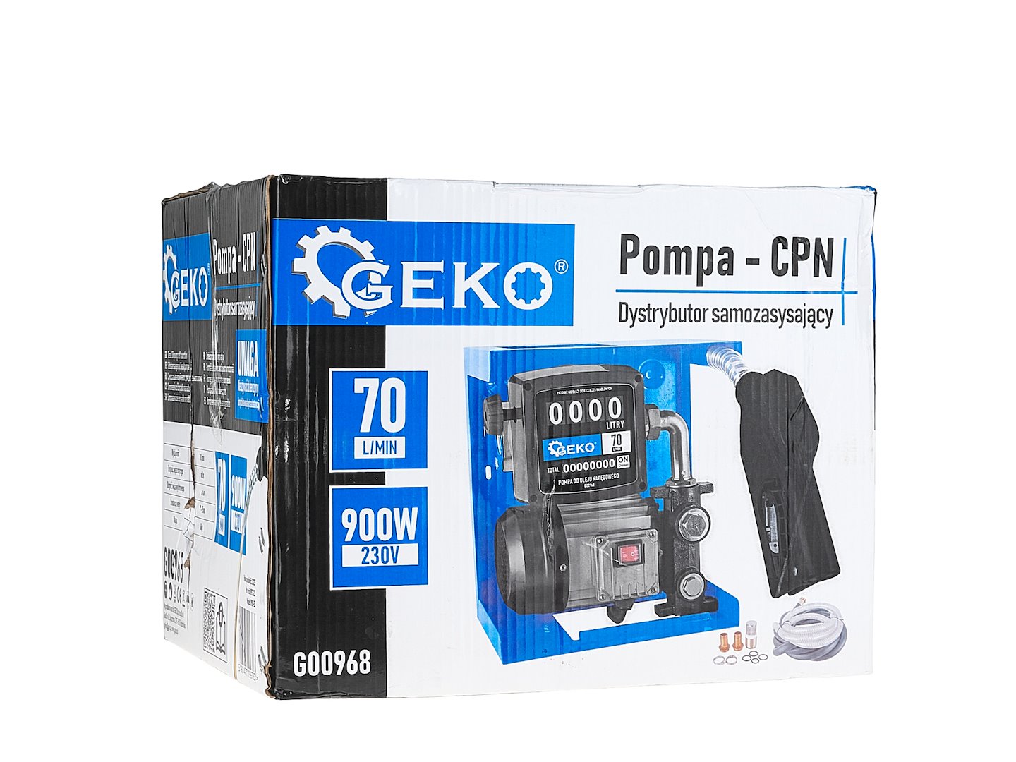 Pompa autoadescante per trasferimento diesel gasolio 70 l/min 900 W con pistola automatica e contatore, distributore diesel gasolio, Geko