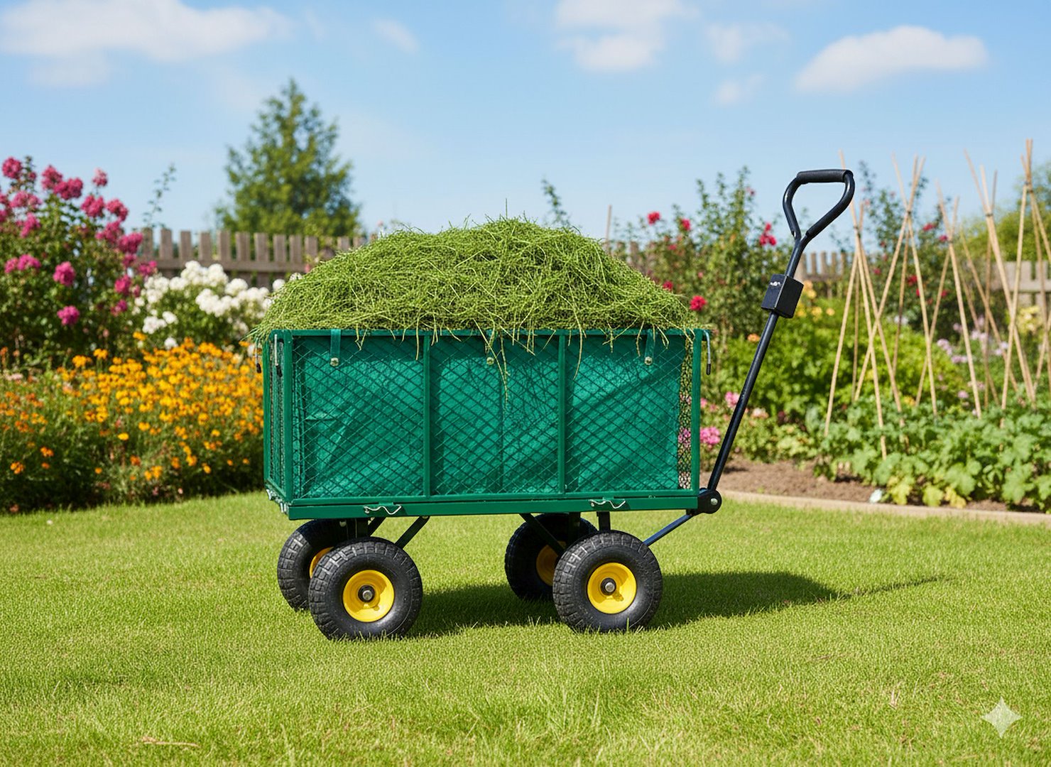 Carrello da giardino con sponde pieghevoli ribaltabili, carrello a mano da trasporto, max 220 litri-kg, 96 x 51 x 40 cm Geko