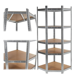 Scaffale angolare, scaffale di stoccaggio, per carichi pesanti, fino a 175 kg, 5 ripiani regolabili, MDF, 80 x 40 x 70 cm