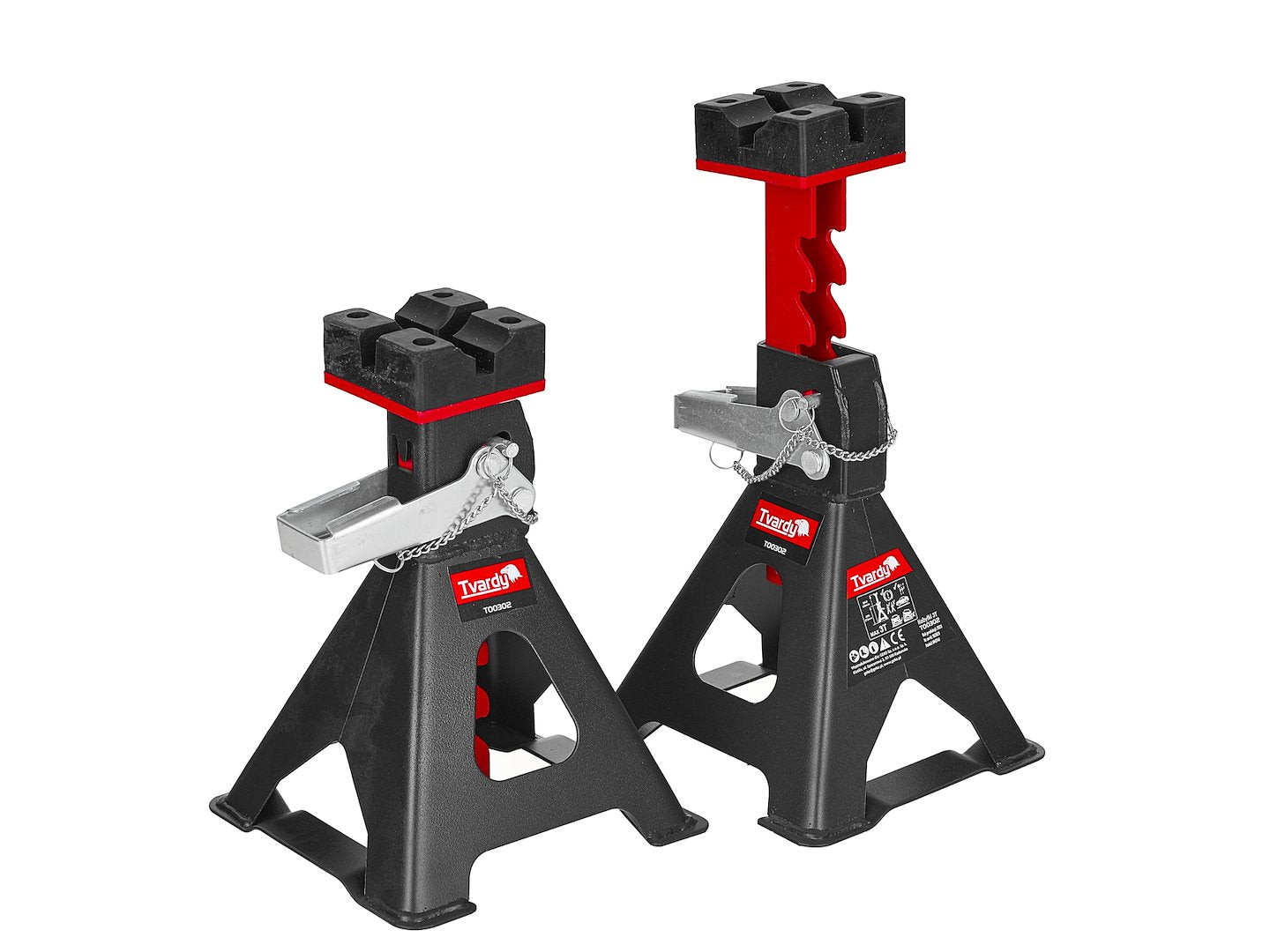 Set 2 cavalletti auto 3 t, regolabili, per impieghi gravosi – Tvardy