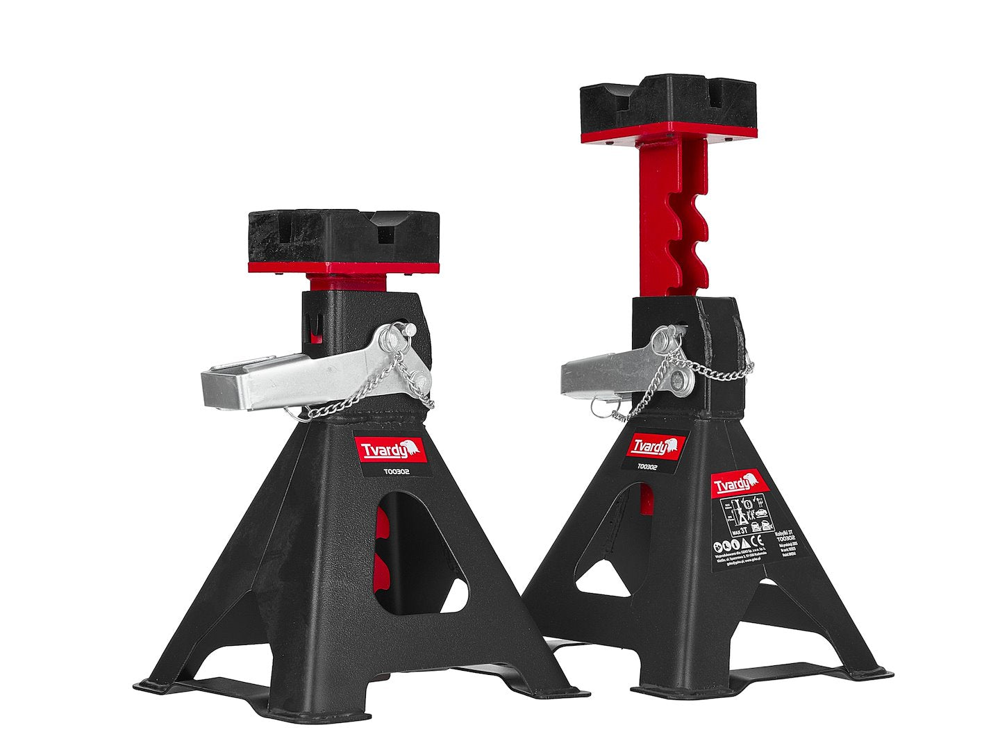 Set 2 cavalletti auto 3 t, regolabili, per impieghi gravosi – Tvardy