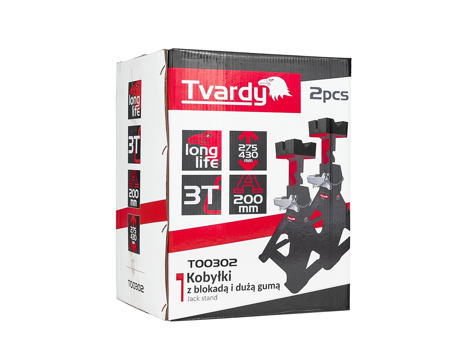 Set 2 cavalletti auto 3 t, regolabili, per impieghi gravosi – Tvardy