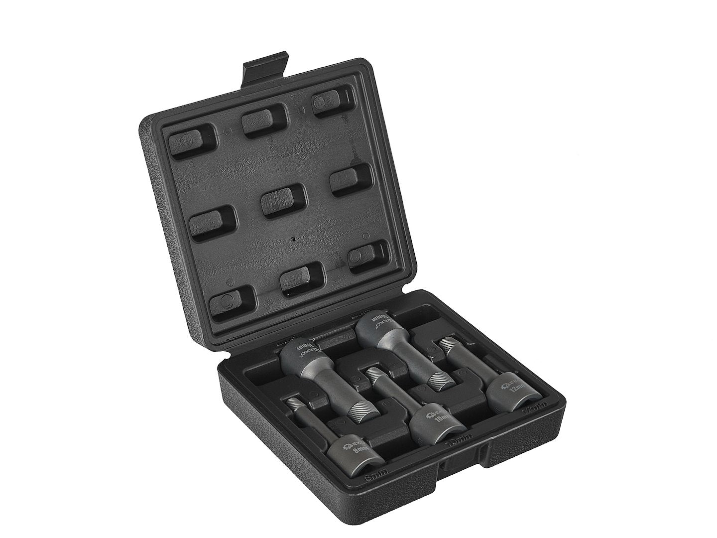 Set di 5 estrattori per viti svitate, rotte e danneggiate - con attacco 1/2", 8-16 mm - kit di rimozione con punte per trapano, estrattori, in lega di acciaio, Geko