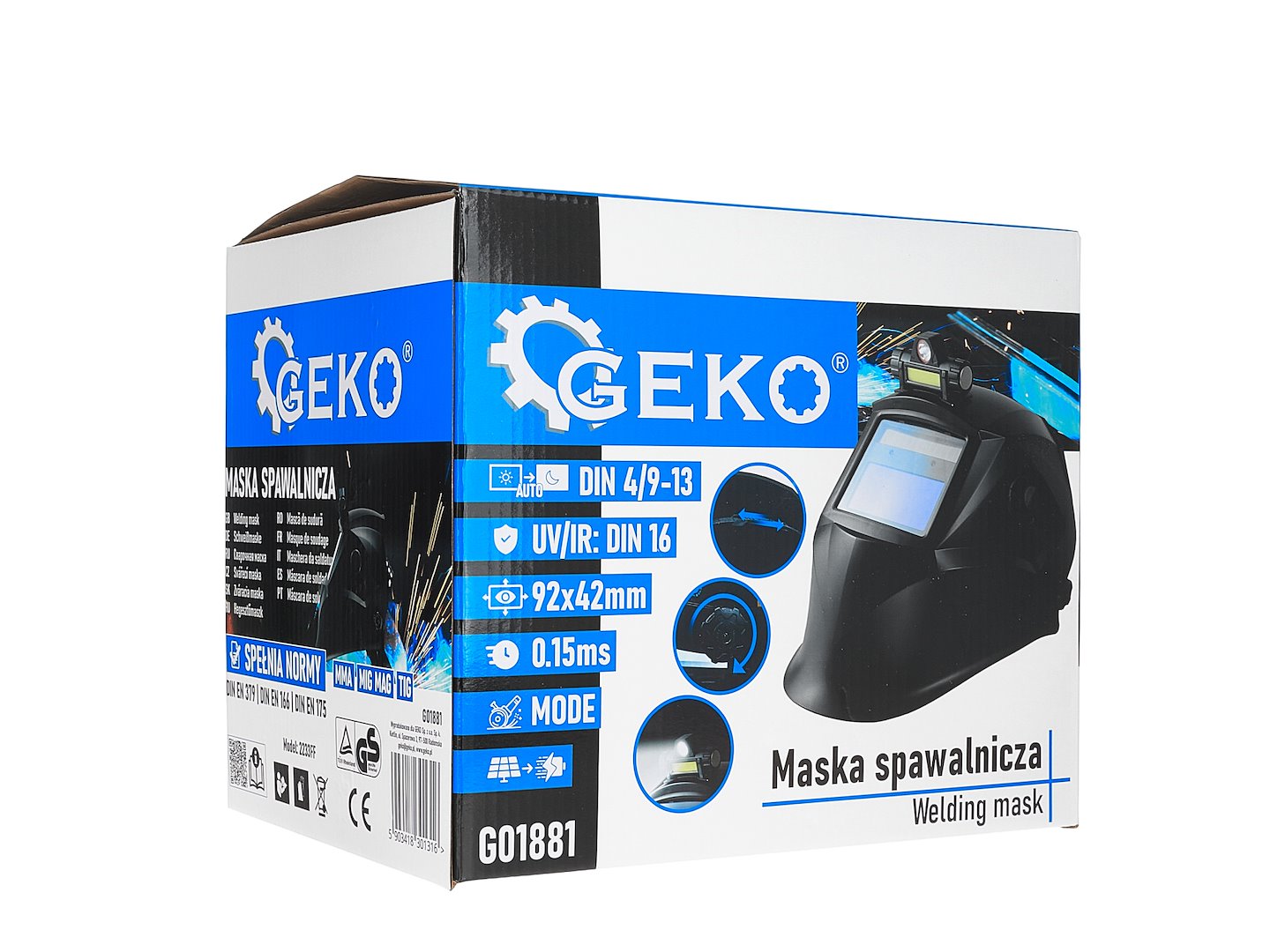 Maschera  automatica da saldatura con luce LED, casco da saladatura Geko