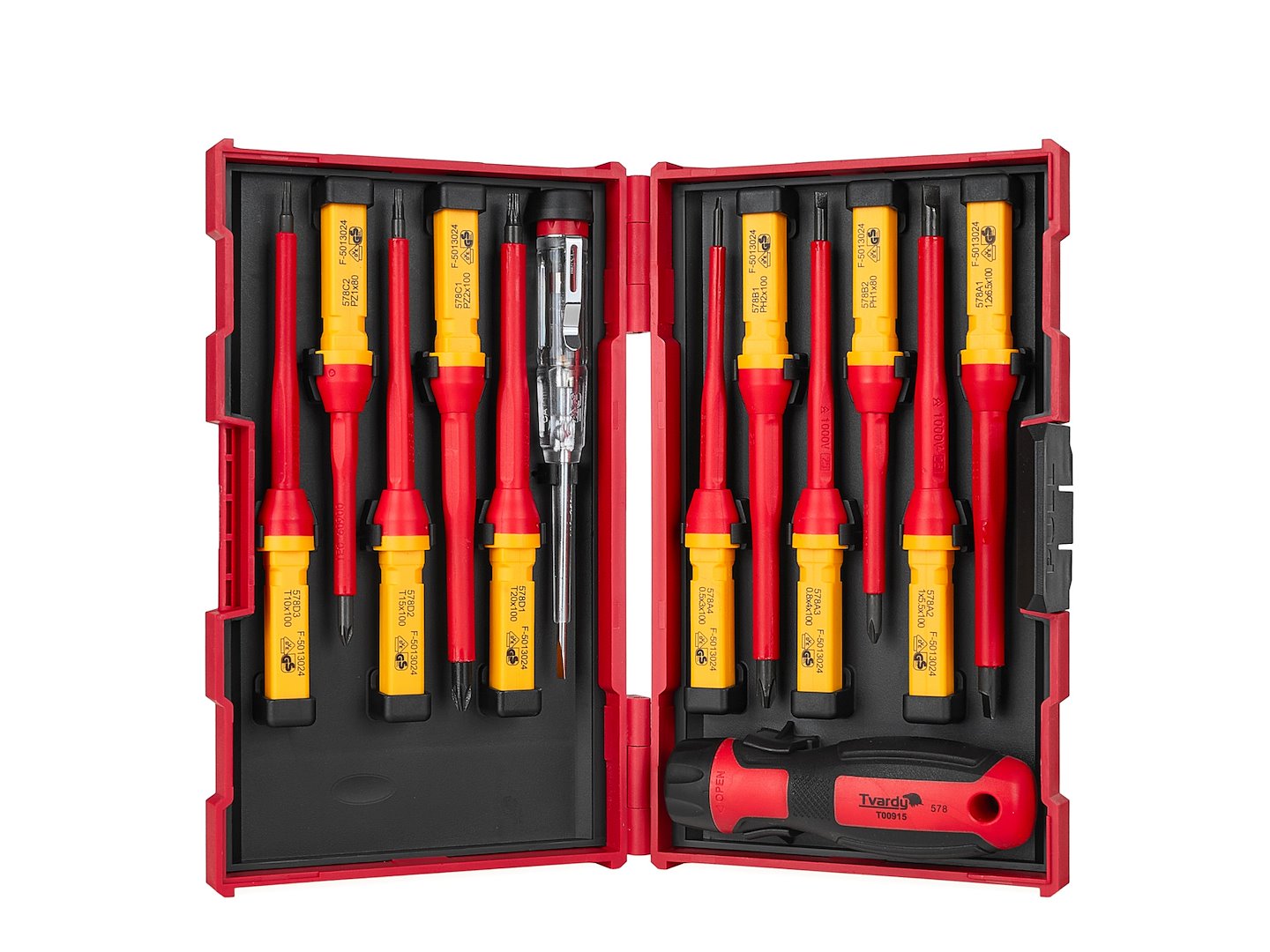 Set cacciaviti certificati VDE con voltmetro, punte a taglio e pH, 13 pezzi Tvardy