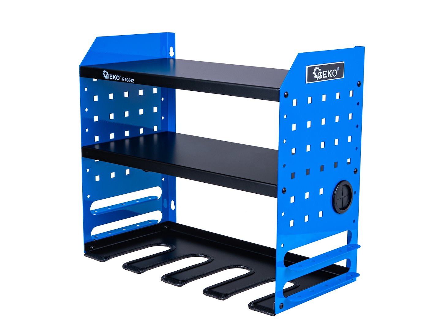 Organizzatore per attrezzi da parete, supporto per trapano a percussione, scaffale portautensili in metallo, organizer pesante per garage e officina con supporto laterale per cacciavite per garage, Geko