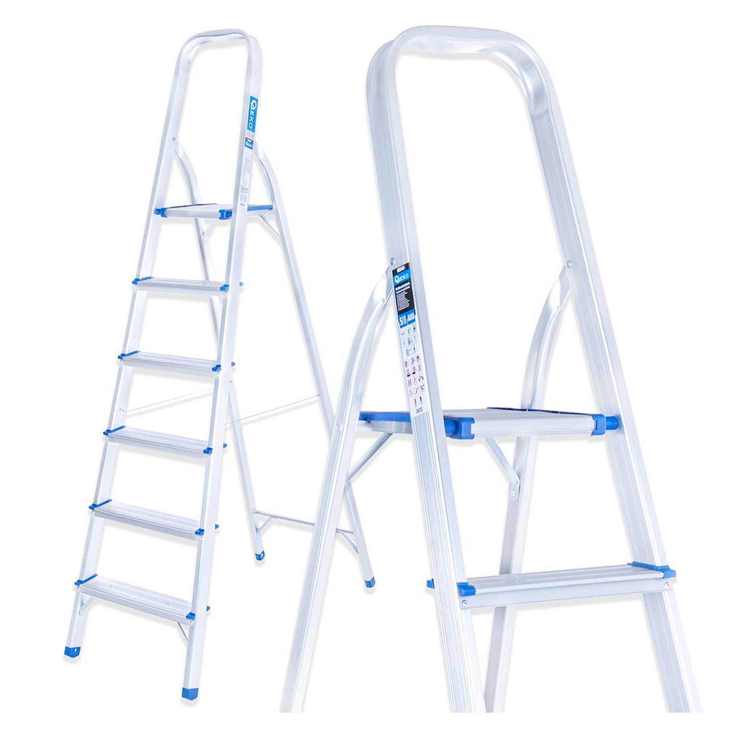 Scala pieghevole in alluminio 6 gradini, portata max 150 kg Geko