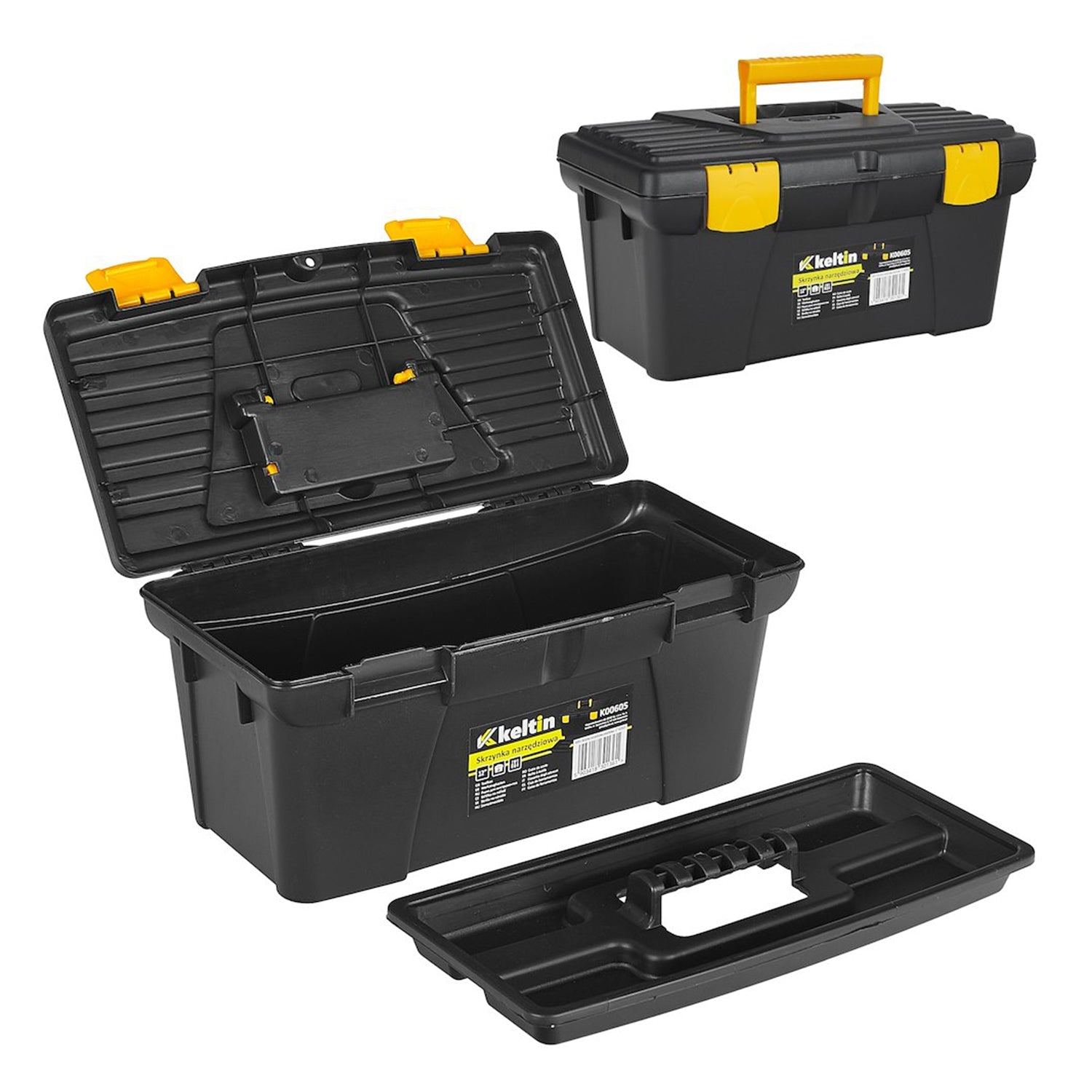 Cassetta porta utensili, nero/giallo, 12", 32 x 17 x 17 cm Keltin