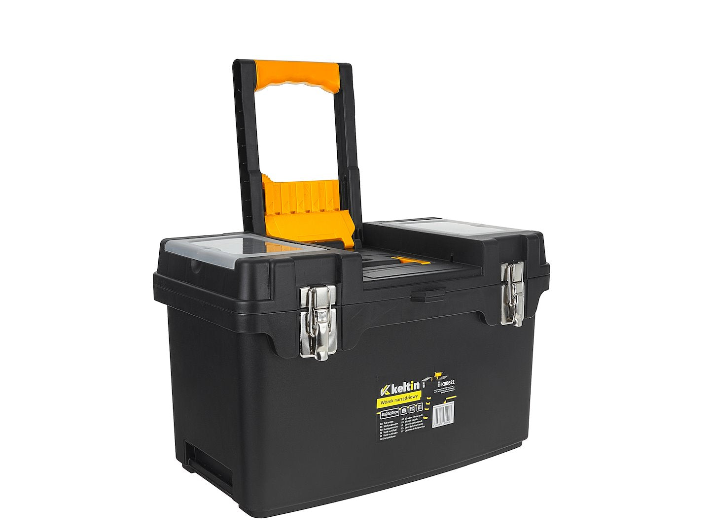 Set di scatole 4 in 1, set di cassette degli attrezzi su ruote, pratico e spazioso, resistente ai danni, materiale robusto, struttura modulare, set 4 cassettiere portautensili modulari in acciaio con ruote e maniglia telescopica, Keltin