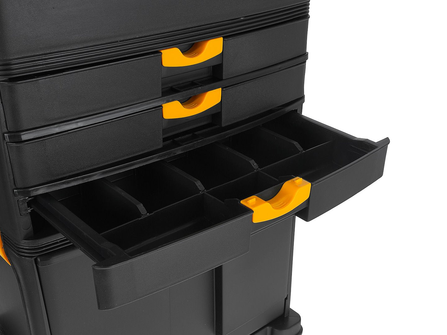 Set di scatole 4 in 1, set di cassette degli attrezzi su ruote, pratico e spazioso, resistente ai danni, materiale robusto, struttura modulare, set 4 cassettiere portautensili modulari in acciaio con ruote e maniglia telescopica, Keltin