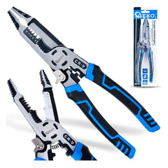 Pinza spelafili automatica, spellafili 225 mm, 9 in 1 multifunzione per spelatura, taglio e crimpatura, strumento spelafili multifunzionale per cavi da AWG - pinza multifunzione per spelare fili elettrici, tagliare cavi, crimpare, Geko