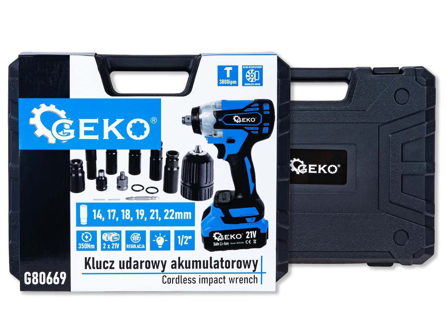 Avvitatore a impulsi a batteria 3-in-1 / impact driver/trapano a percussione – 350Nm 1/2" con motore brushless, 2× batterie 3.0ah, bussole, inserti – ideale per auto, DIY, accessori inclusi 21V pistola pneumatica portatile