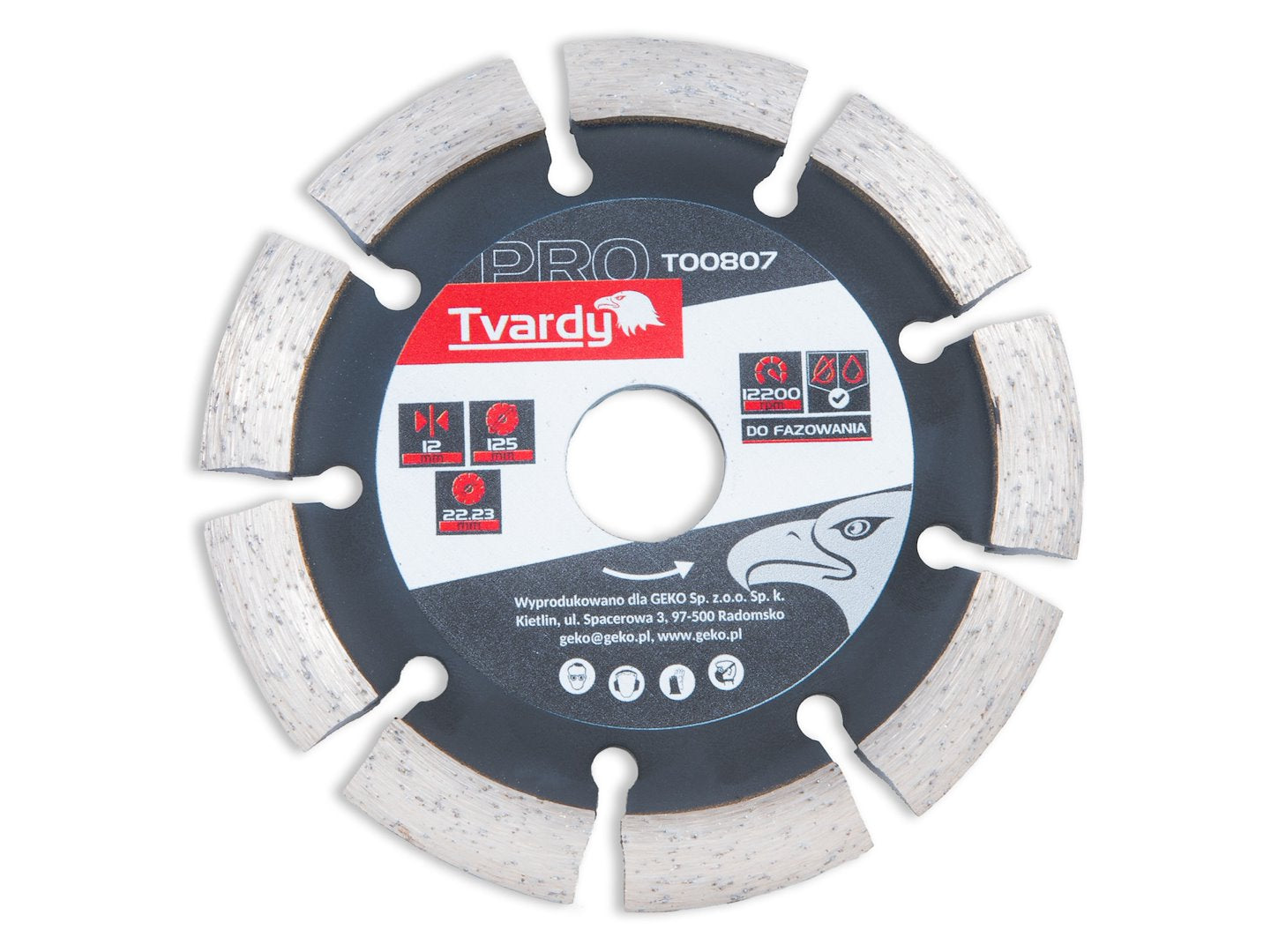 Disco diamantato segmentato, lama per tagliapiastrelle smerigliatrice flex, 125x12x22.23mm Tvardy
