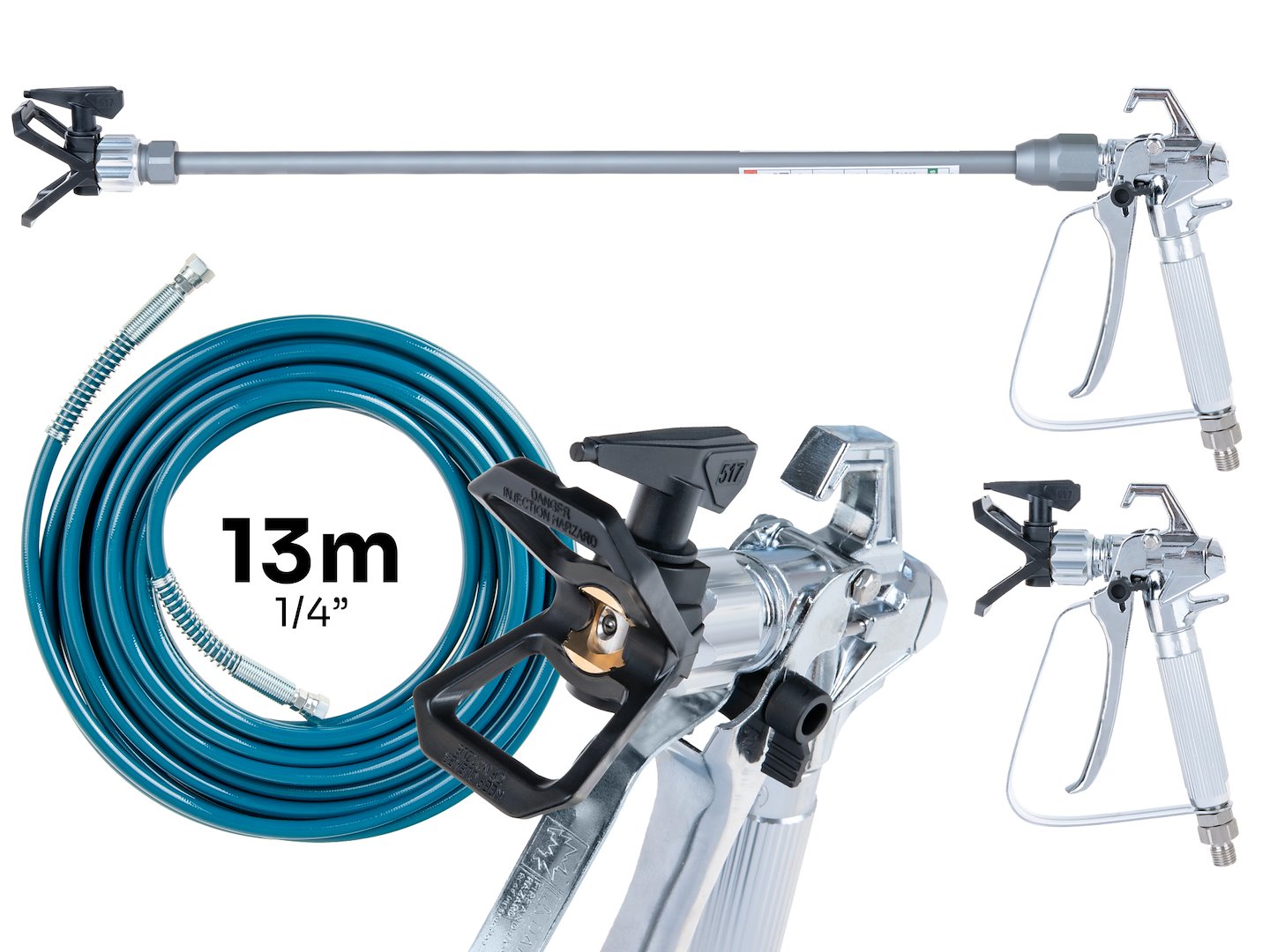 Set pistola per pompa verniciatura idrodinamica SP460 1000 W 210 bar 1.8 litri/min tubo 13 m, ugello 517, attrezzi spruzzo vernice ad alta pressione, spruzzatore idrodinamico, attrezzatura vernice